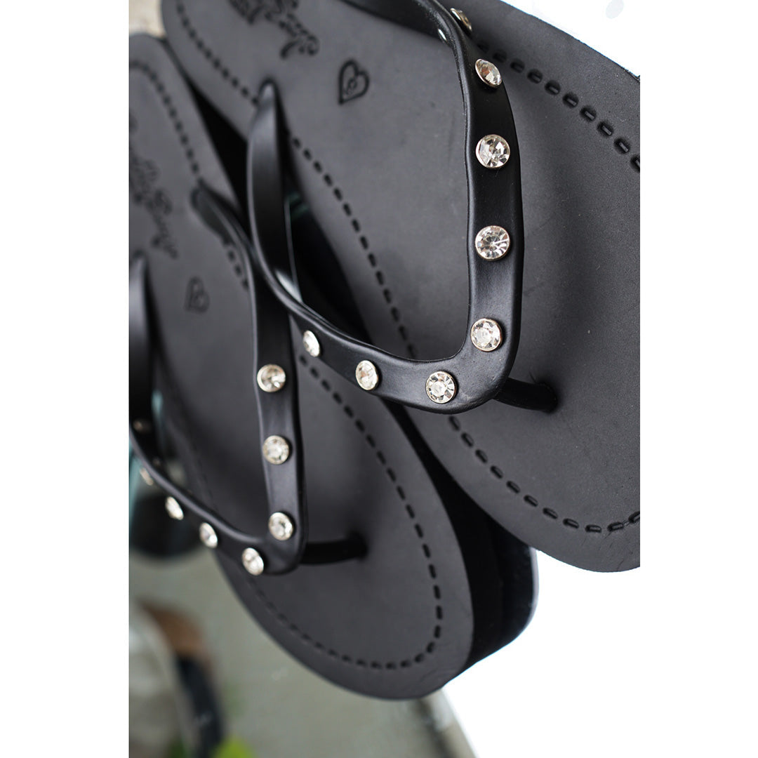 【JP】7 Rhinestone Studs - Mid Wedge Flip Flops Sandal-Japan Stock