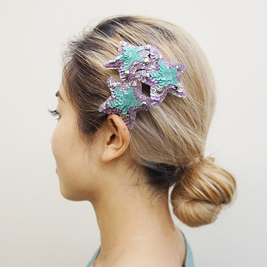 【NY】3 Blue Stars - Hair Comb