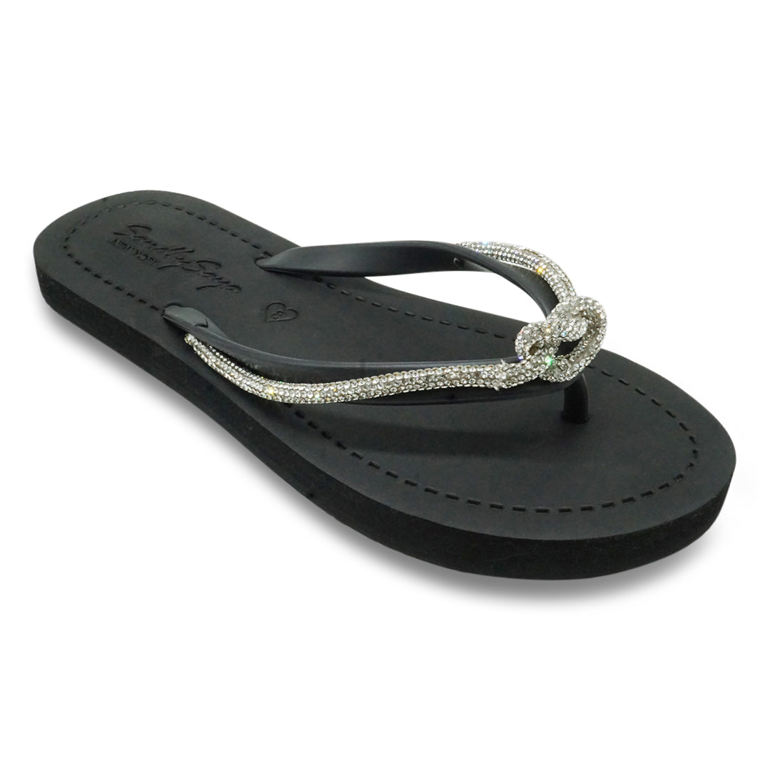 【JP】プレッツエルロープビジューのフラットビーチサンダルKnot_Crystal Rhinestone rope Women's Flat Sandal