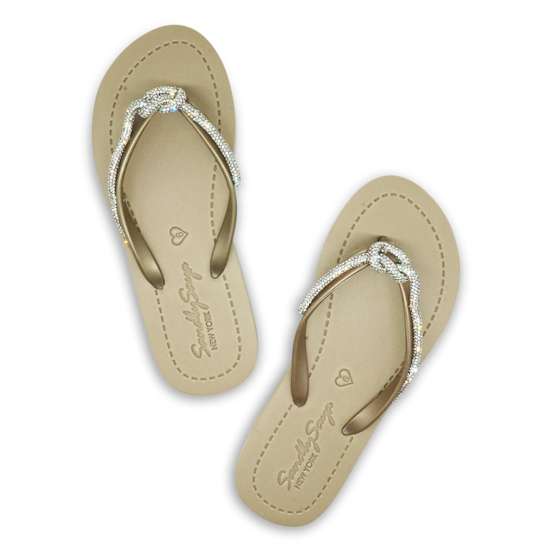 【JP】プレッツエルロープビジューのフラットビーチサンダルKnot_Crystal Rhinestone rope Women's Flat Sandal