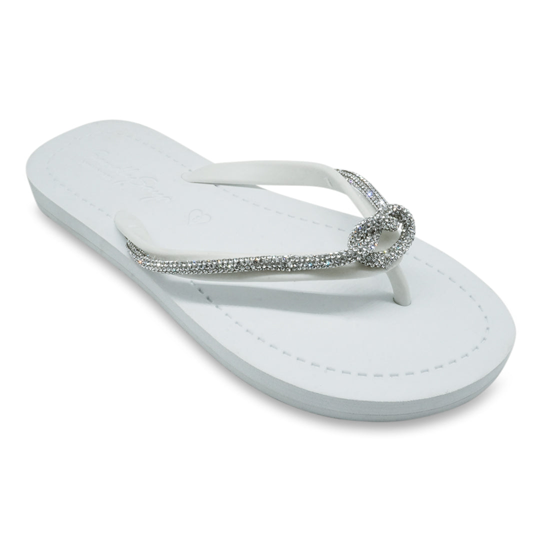 【JP】プレッツエルロープビジューのフラットビーチサンダルKnot_Crystal Rhinestone rope Women's Flat Sandal