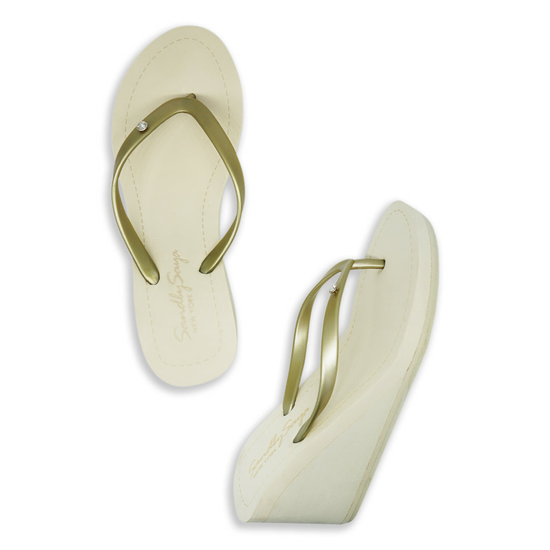 【JP】ビジュースタッズチャームのハイウェッジヒール:ビーチサンダル1 Circle Studs Small - Flip Flops -Japan Stock