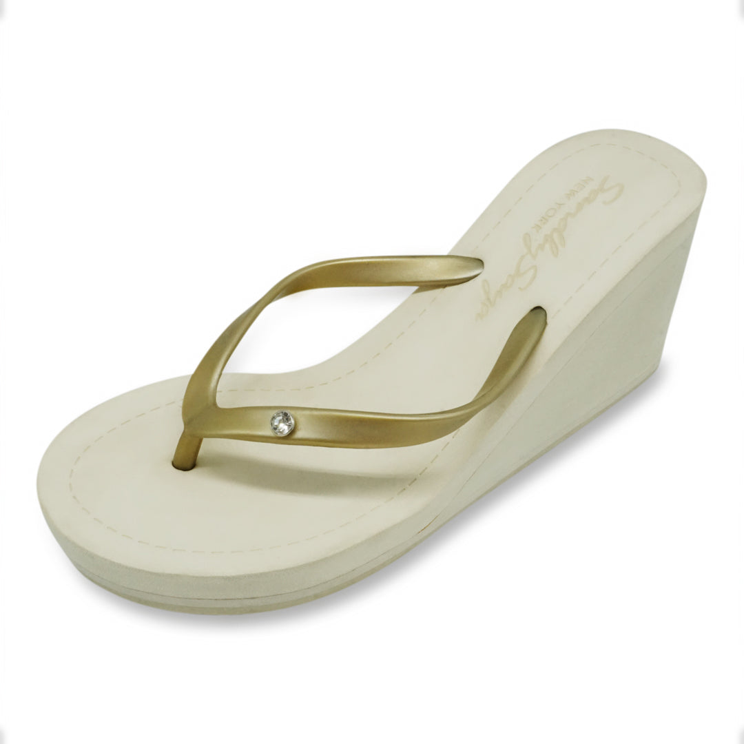 【JP】ビジュースタッズチャームのハイウェッジヒール:ビーチサンダル1 Circle Studs Small - Flip Flops -Japan Stock