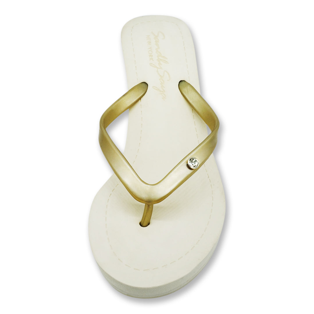 【JP】ビジュースタッズチャームのハイウェッジヒール:ビーチサンダル1 Circle Studs Small - Flip Flops -Japan Stock