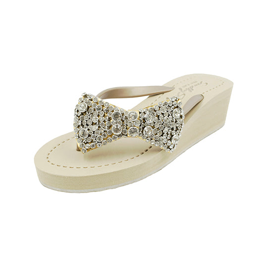 【JP】クリスタルリボンビジュー|ミッドウェッジヒールサンダルMadison - Women's Mid Wedge-Japan Stock