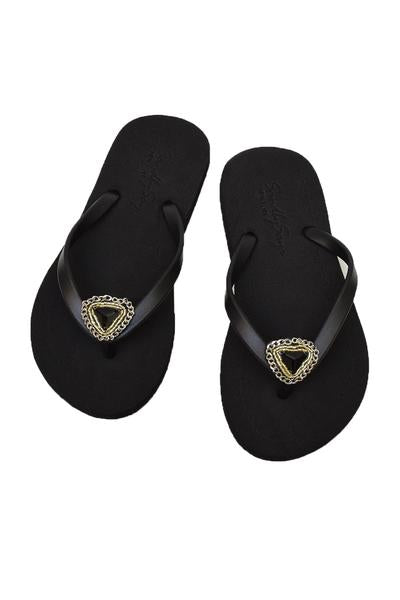 【JP】Swarovski Black Onyx Chain Studs - Women's Flat Sandal-Japan Stock【日本限定】