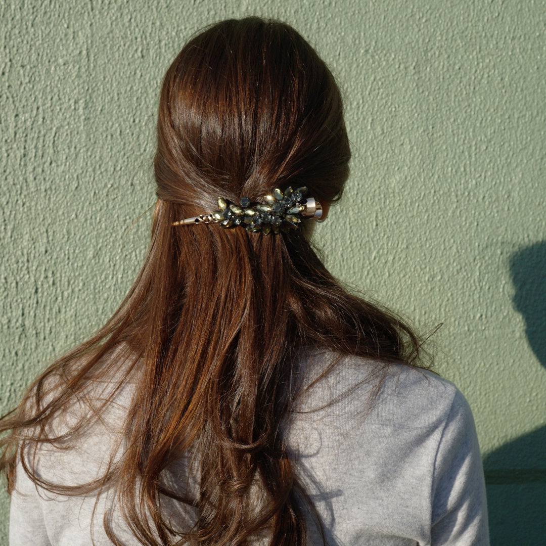 【JP】Black Manhattan ビジューヘアクリップ