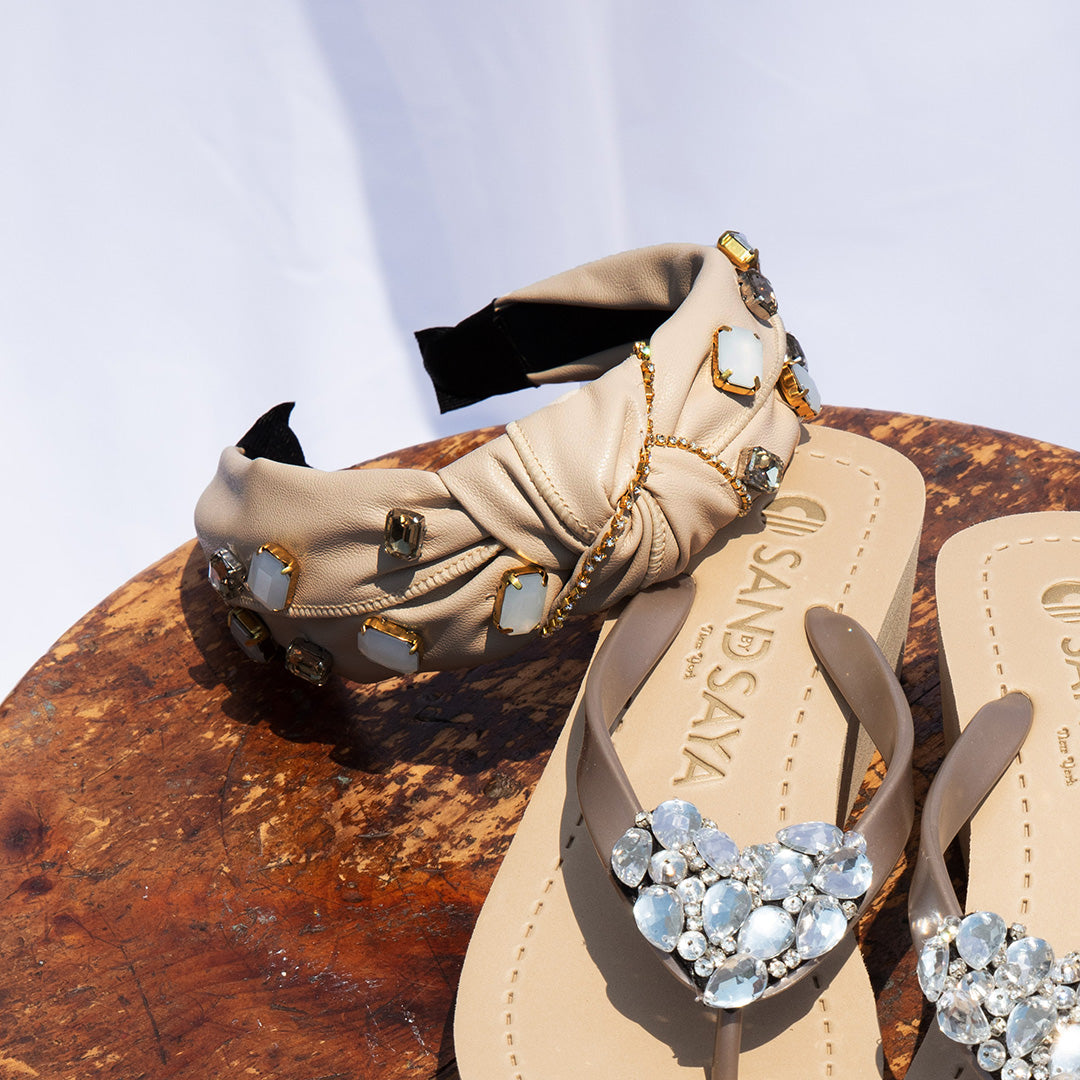 【NY】Head Band- Rhinestone Embellished in Nude