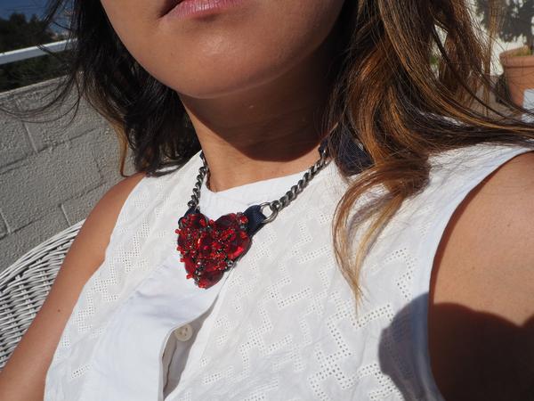 【NY】Chelsea Heart (Red) - Ribbon Necklace