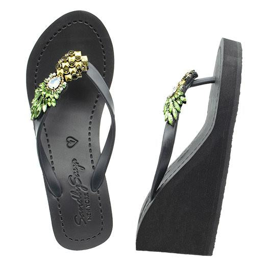 【JP】 パイナップルビジュー刺繍のレディースハイウェッジサンダル【日本限定】Pineapple - Women's High Wedge【日本限定】