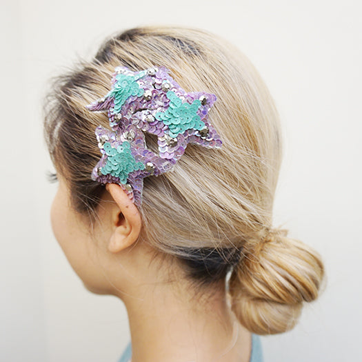【NY】3 Blue Stars - Hair Comb
