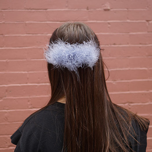 【NY】Feather Hair Pin - White, Gray and Pink