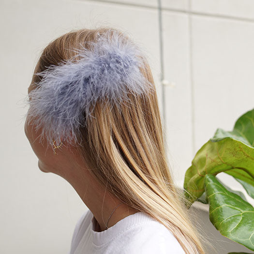 【NY】Feather Hair Pin - White, Gray and Pink
