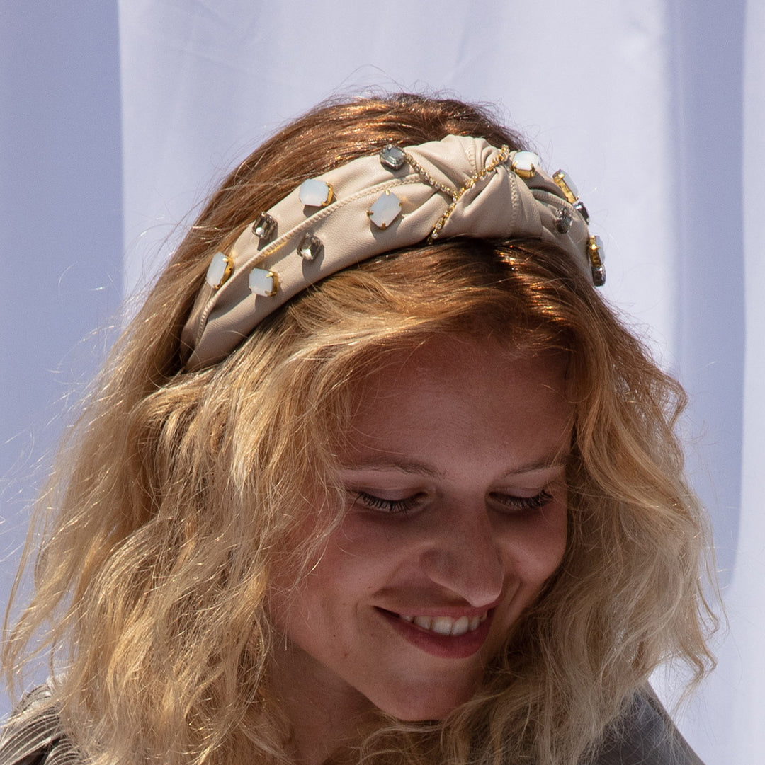 【NY】Head Band- Rhinestone Embellished in Nude