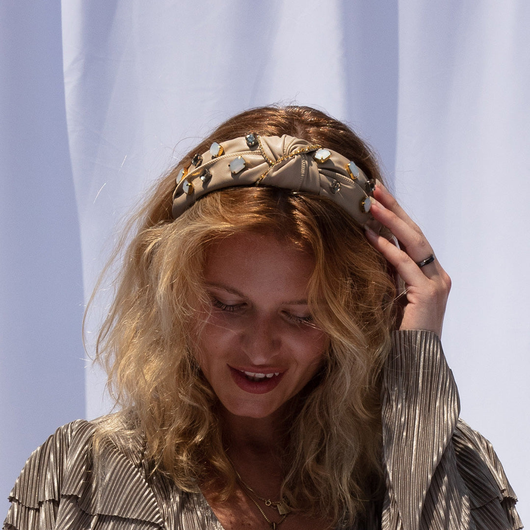 【NY】Head Band- Rhinestone Embellished in Nude