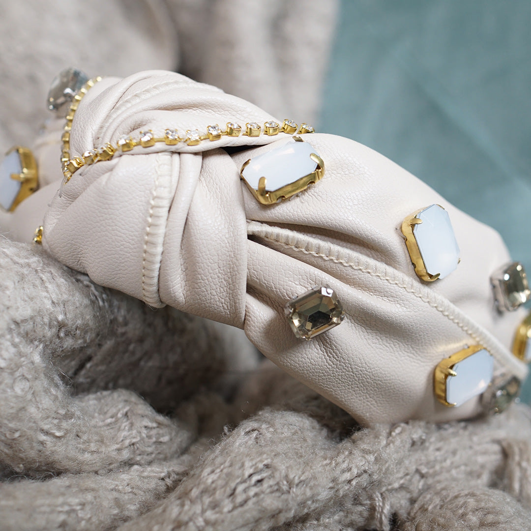 【NY】Head Band- Rhinestone Embellished in Nude