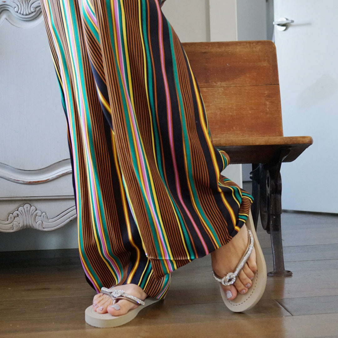 【JP】プレッツエルロープビジューのフラットビーチサンダルKnot_Crystal Rhinestone rope Women's Flat Sandal