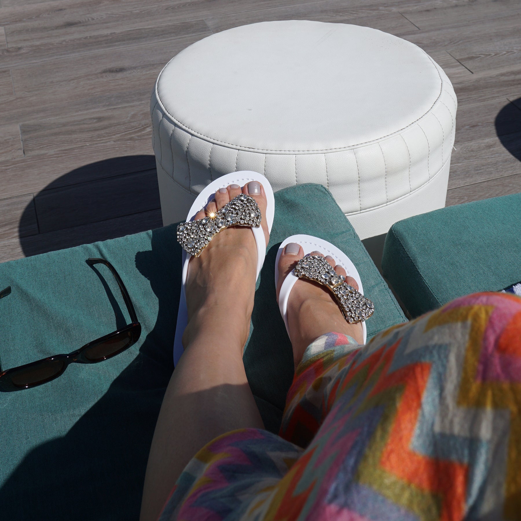 【JP】クリスタルリボン ビジュー|フラットサンダルMadison - Women's Flat Sandal-Japan Stock