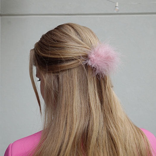 【NY】Feather Hair Pin - White, Gray and Pink