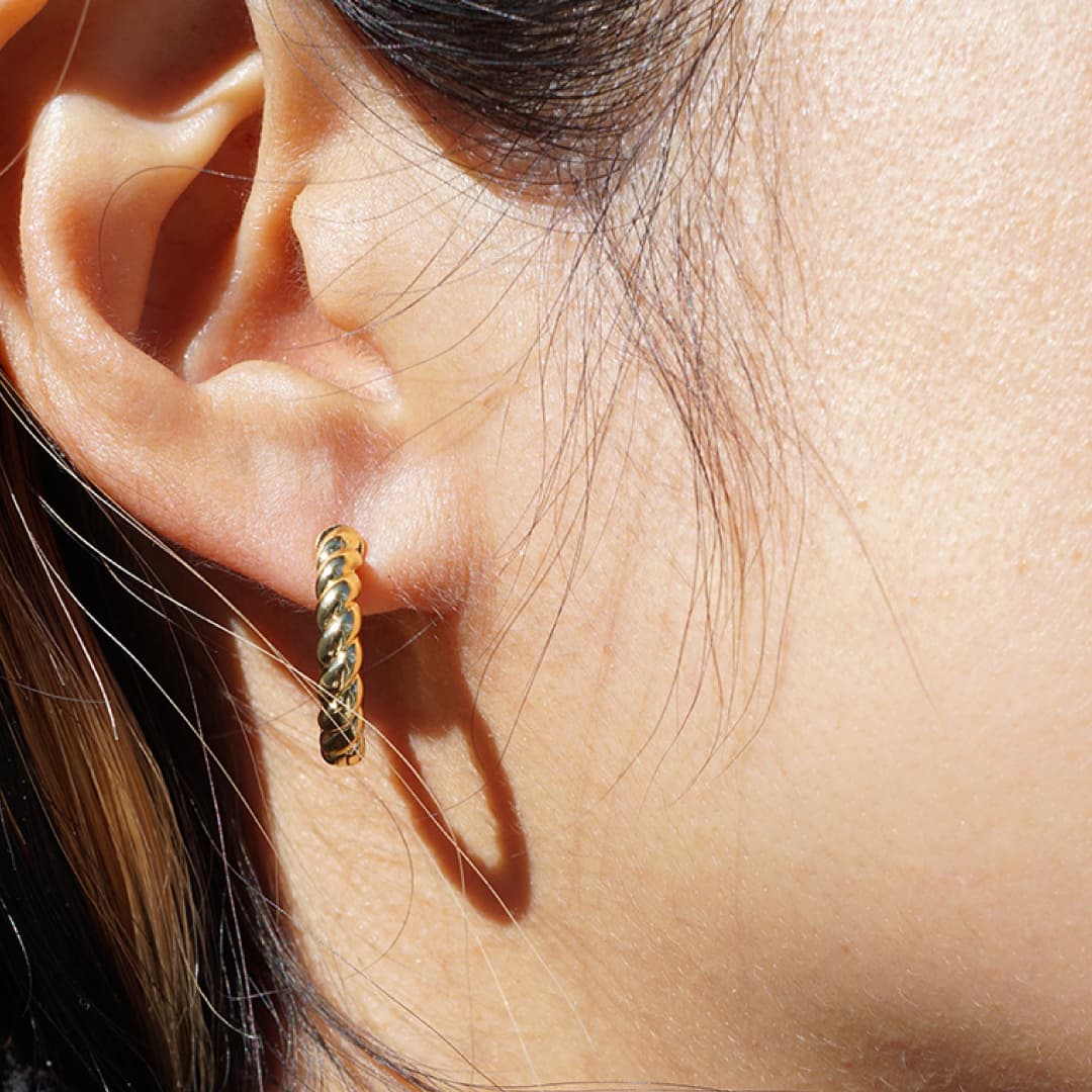 【NY】Rope ピアス: 14K Gold Hoop Mini