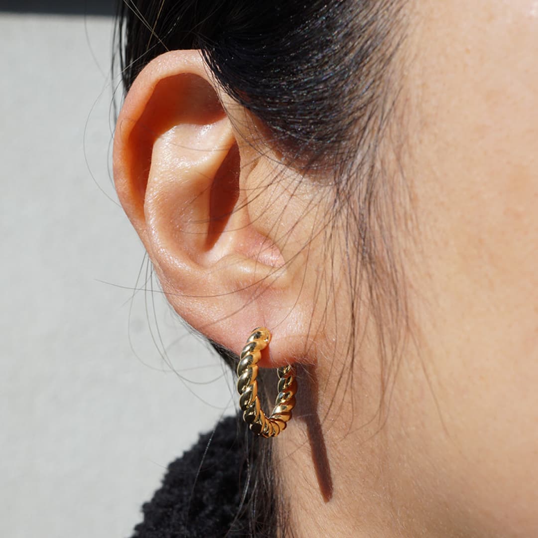 【NY】Rope ピアス: 14K Gold Hoop Mini