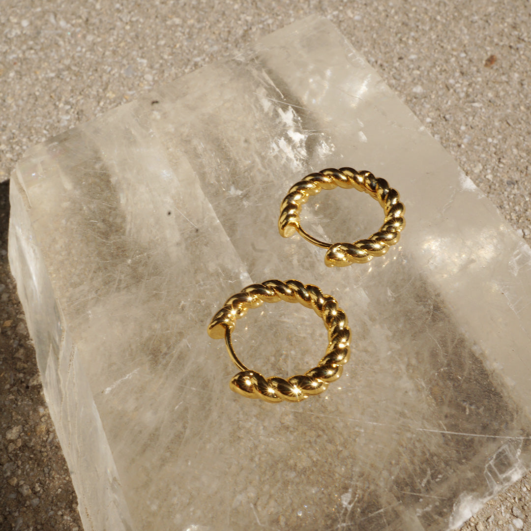 【NY】Rope ピアス: 14K Gold Hoop Mini