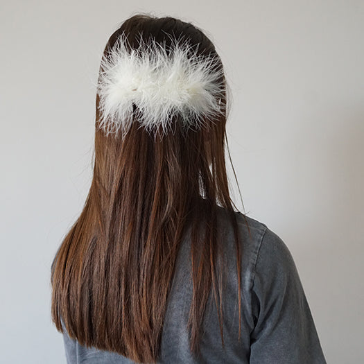 【NY】Feather Hair Pin - White, Gray and Pink