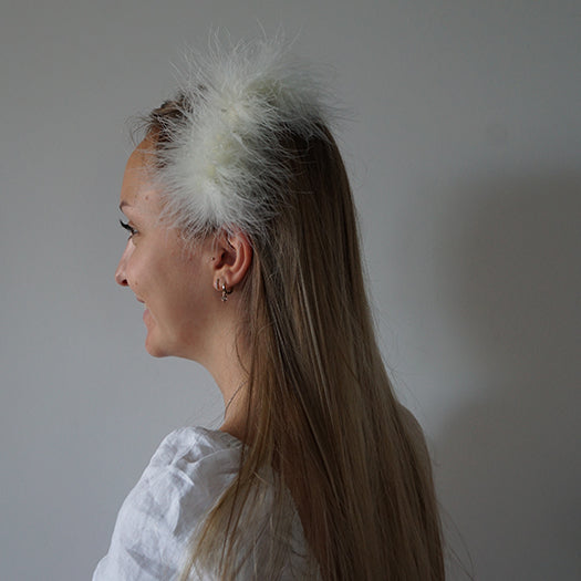 【NY】Feather Hair Pin - White, Gray and Pink