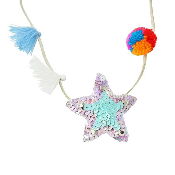 【NY】Hampton Blue Star Kids Pom Pom Necklace