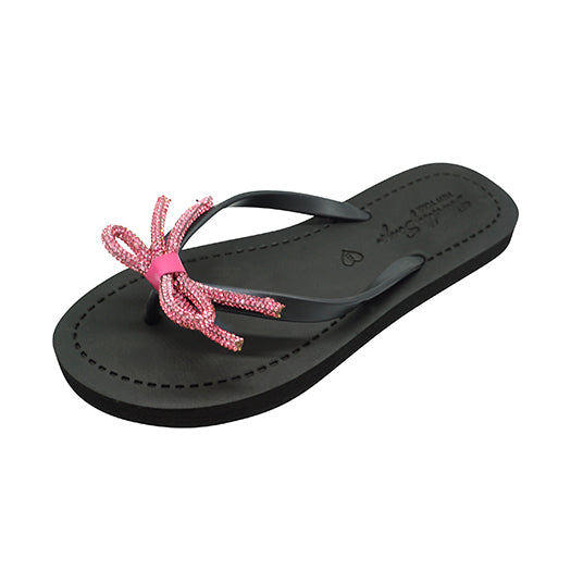 【JP】Rhinestone Pink Bow - Women's Flat Sandal