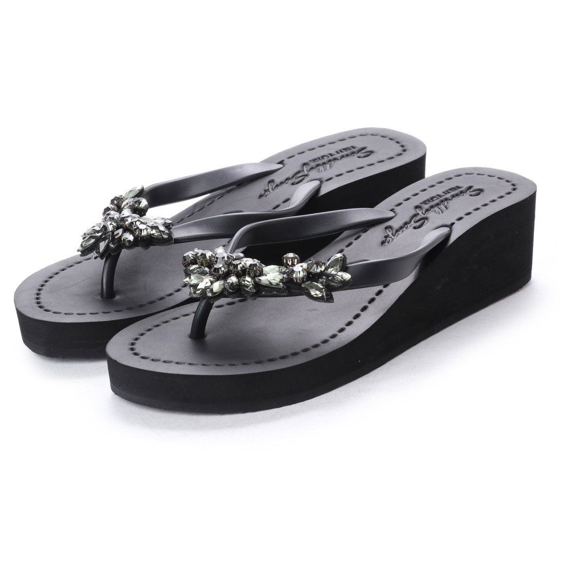 Manhattan (Black) - Women's Mid Wedge, Black, Crystal