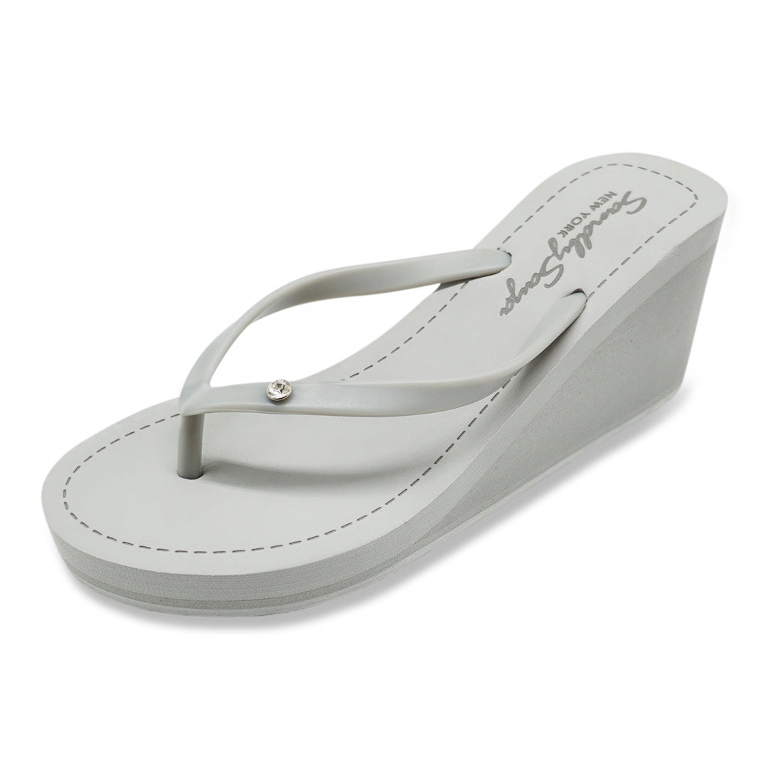 【JP】ビジュースタッズチャームのハイウェッジヒール：ビーチサンダル1 Circle Studs Small - Flip Flops　-Japan Stock