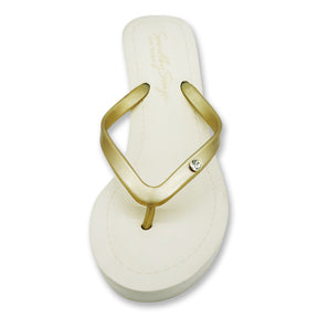 【JP】ビジュースタッズチャームのハイウェッジヒール：ビーチサンダル1 Circle Studs Small - Flip Flops　-Japan Stock