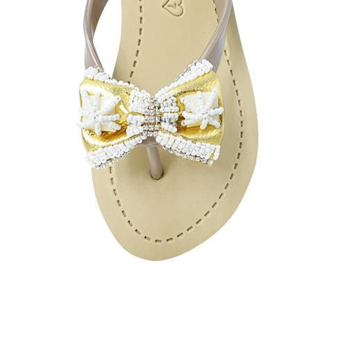 【JP】High Line Gold & Pearl Bow - Women's Mid Wedge