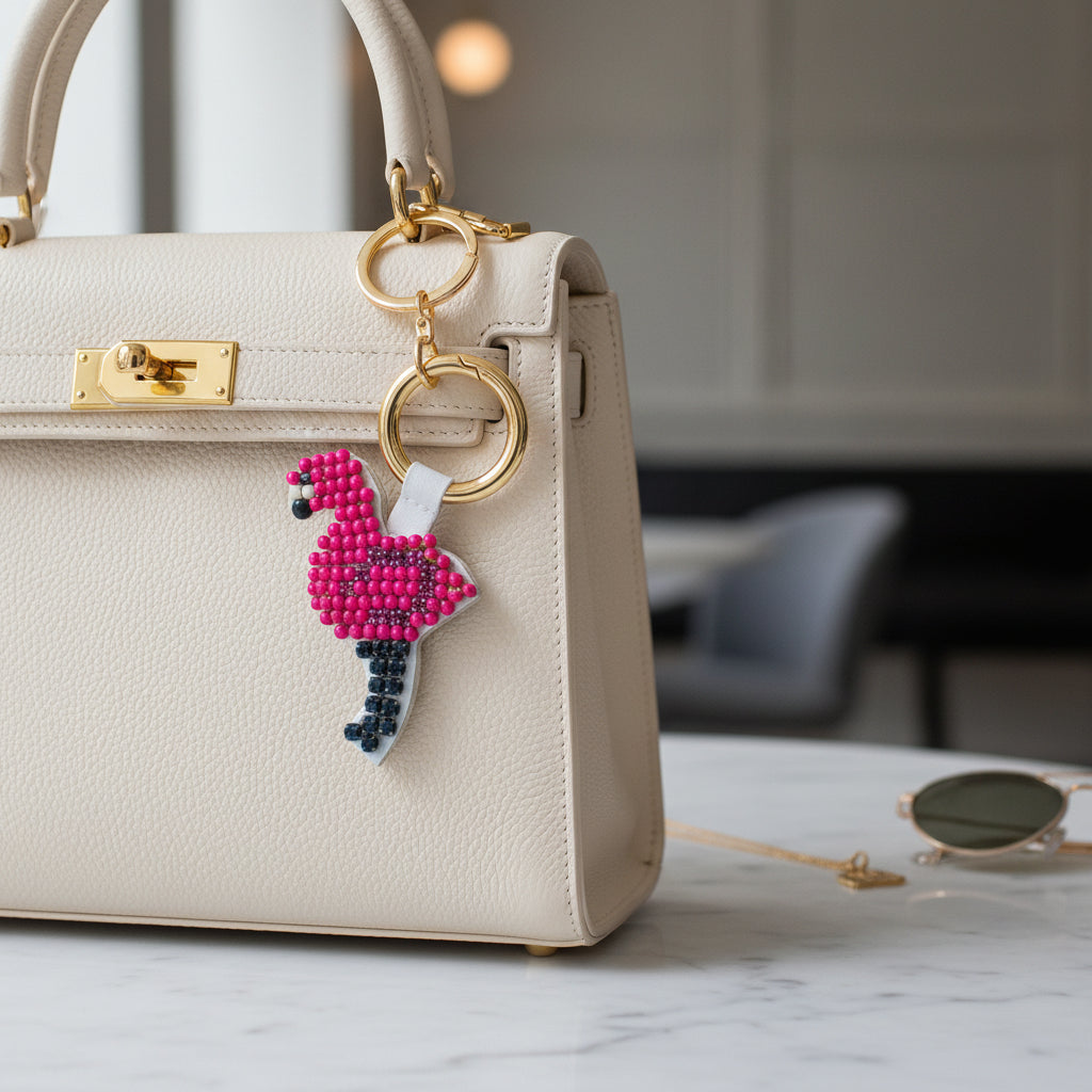 【NY】ピンクフラミンゴのキーホルダーFlamingo- Key Holder
