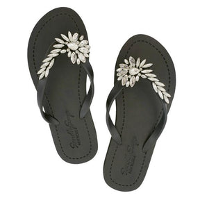 【JP】フラワービジューの快適フラットBroadway - Women's Flat Sanda-Japan Stock