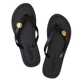 【JP】ゴールド貝殻スタッズの快適フラットGold Shell - Women's Flat Sandal-Japan Stock