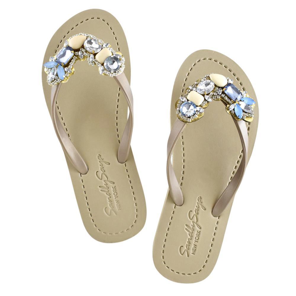 【JP】【日本限定】Blue York シャンパンビジュー フラットサンダルBlue York　Japan Stock