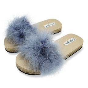 【JP】Gray Feather Waterproof Espadrille Flat-Japan Stock
