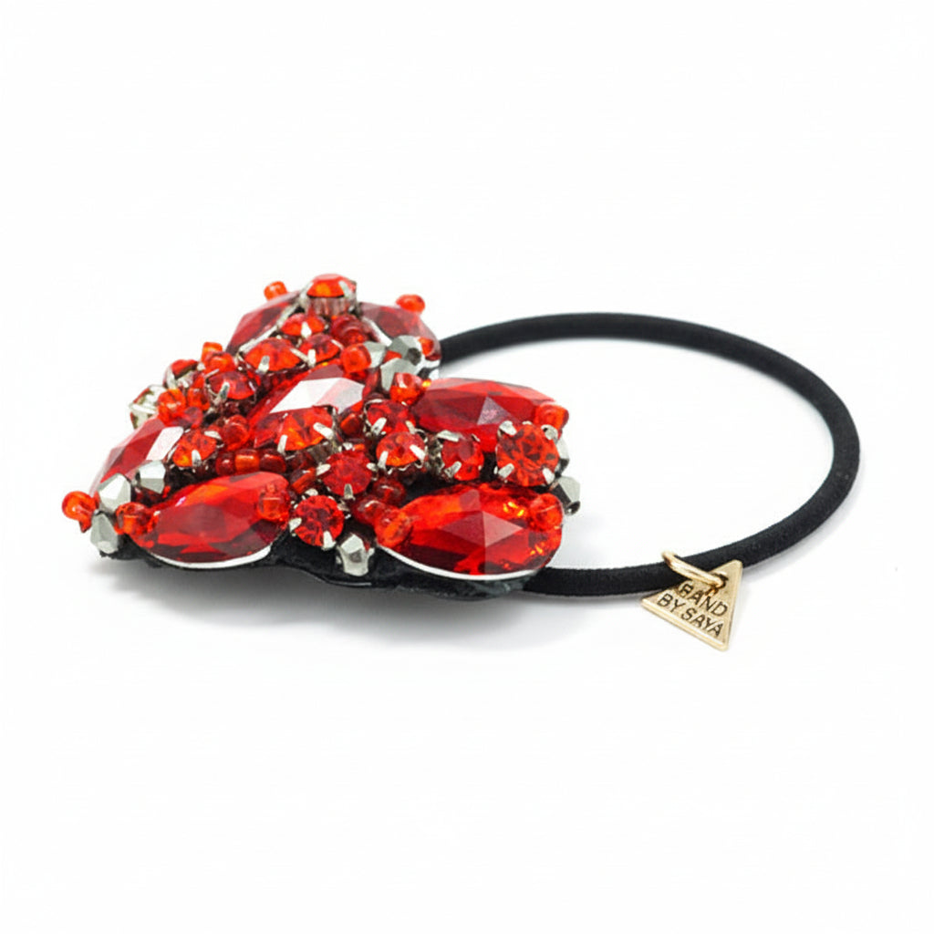 【JP】ハートのビジューヘアゴム　Heart Hair Ties