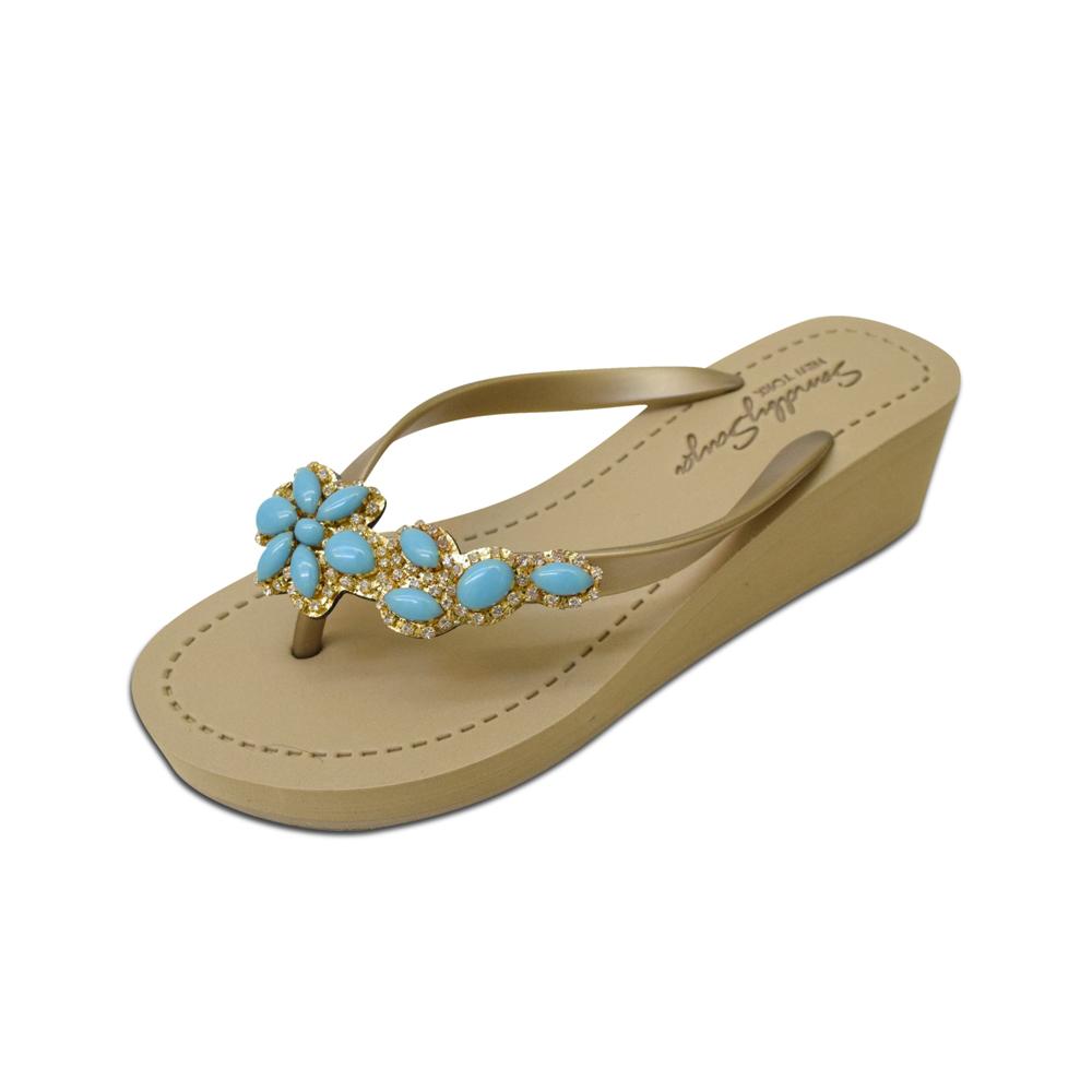 【JP】ターコイズフラワーのBrooklyn - Women's Mid Wedge-Japan Stock