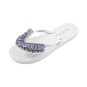 White Women's flat Sandals with Rockaway, Flip Flops summer 