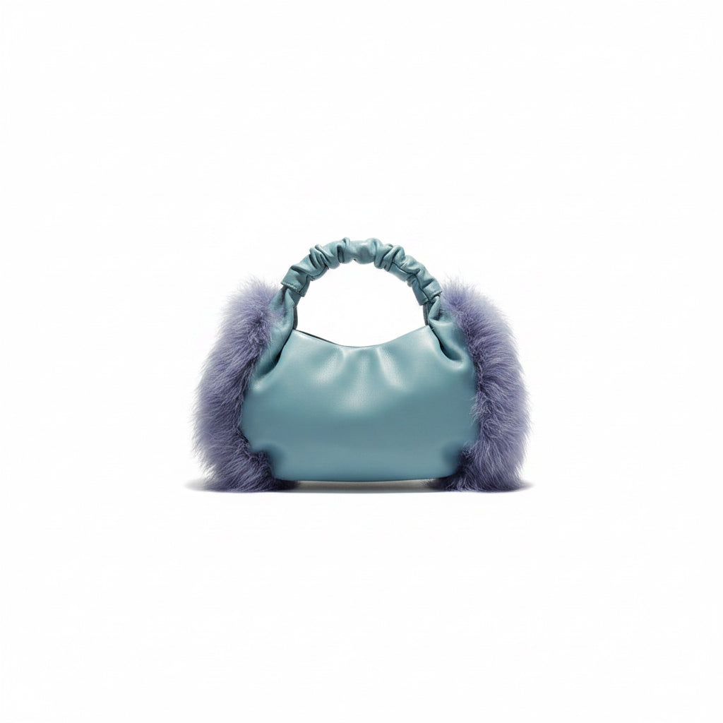 【NY発】パステルブルー フェザーアクセント バッグ（オンライン限定）