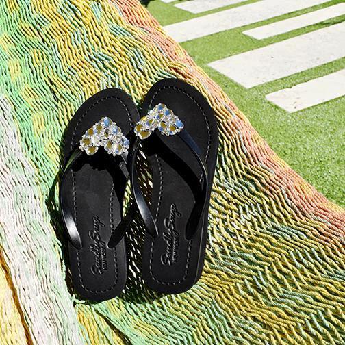 Black Mid Heels Women's Sandals with Crystal Chelsea Heart Lovely Embellishment