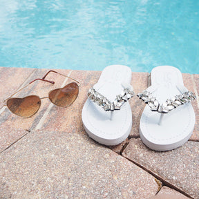 【JP】ラグジュアリー クリスタル ビジュー フラットサンダルGreenwich - Women's Flat Sandal-Japan Stock