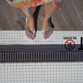 【JP】クリスタルリボン ビジュー｜フラットサンダルMadison - Women's Flat Sandal-Japan Stock