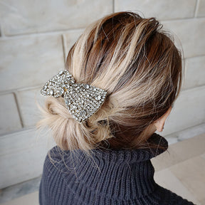 【NY】Madison - Crystal Stones Bow Hair Pin & Hair Tie- Womens Accessory