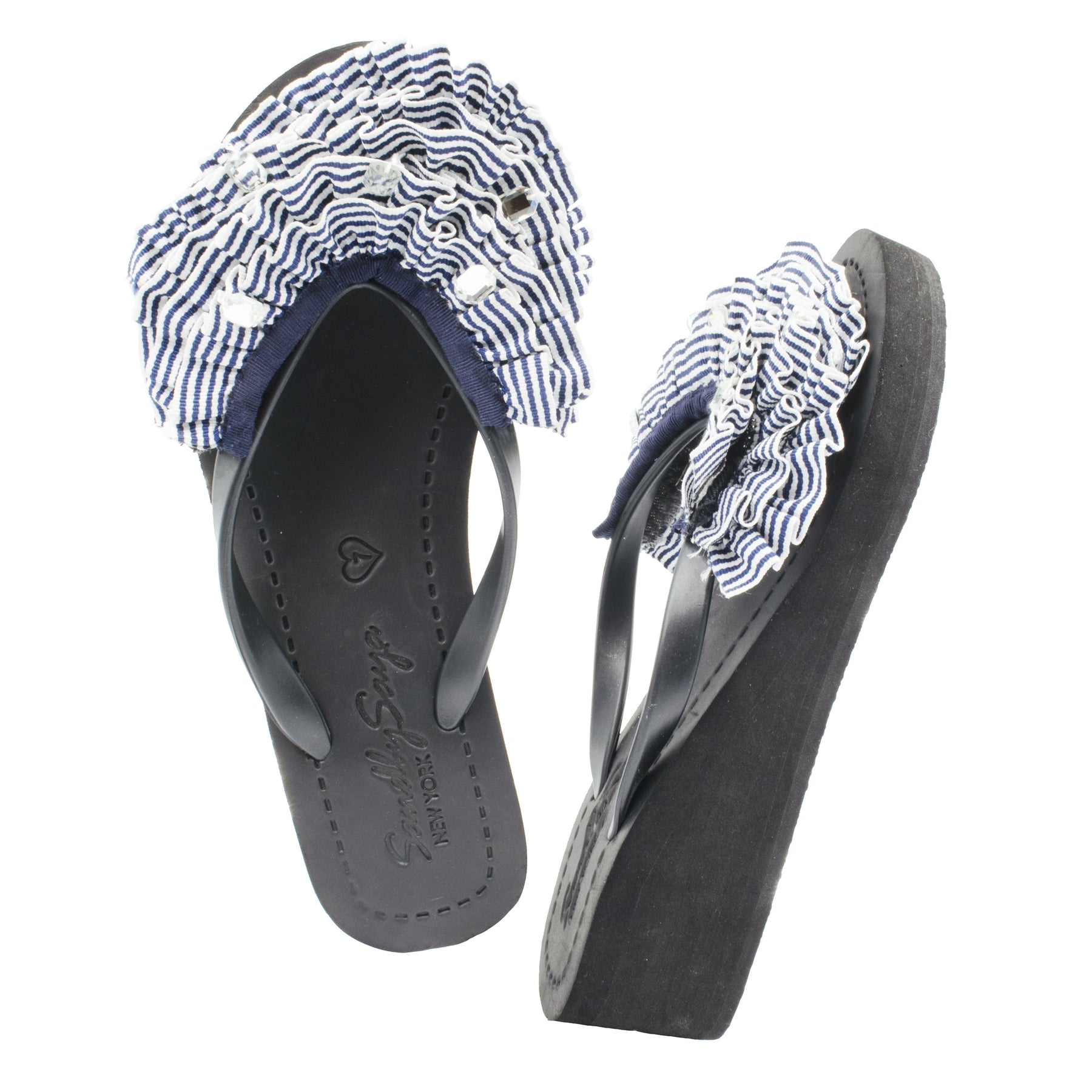 【JP】ROCKAWAY (Triple) ストライプ ミッドウェッジサンダル｜NYハンドメイド- Women's Mid Wedge-Japan Stock