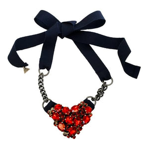 【NY】Chelsea Heart (Red) - Ribbon Necklace