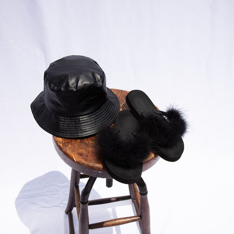 【NY】Leather Bucket hat